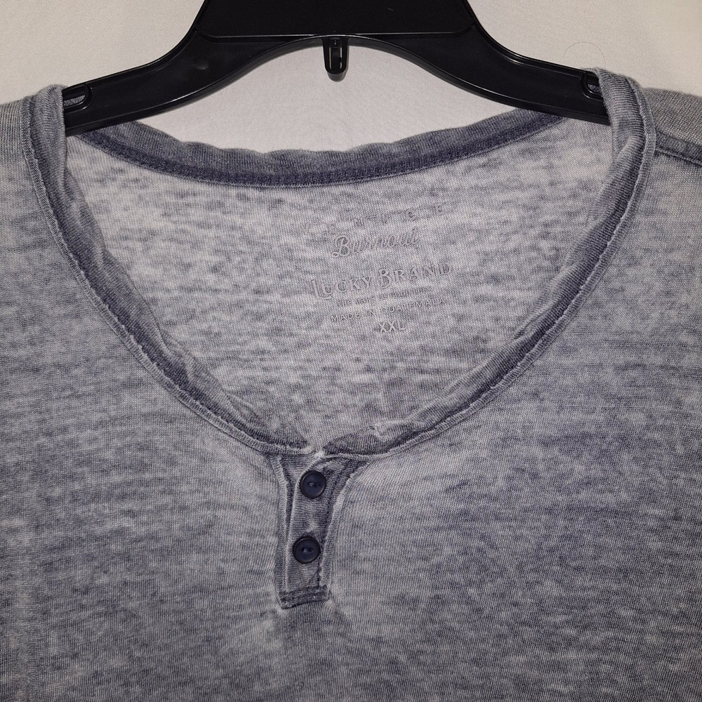 Y2K‎ Grunge Lucky Brand Cotton Blend Venice Burnout Henley Shirt XXL Men's Notch - Picture 9 of 13